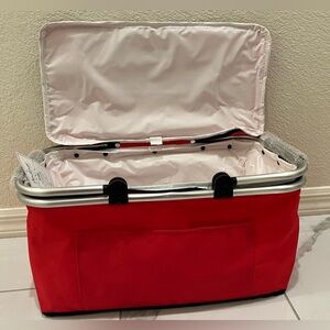 Red Insulated Folding Storage Basket - Compact Organizer